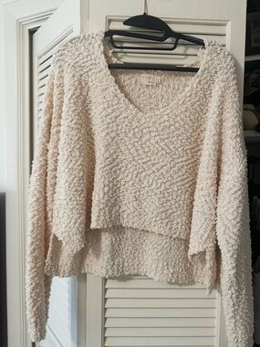Dreamers Soft Ivory V-Neck Chenille Sweater